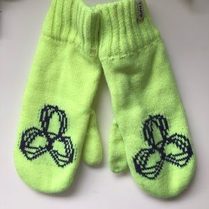 TNA neon yellow mittens